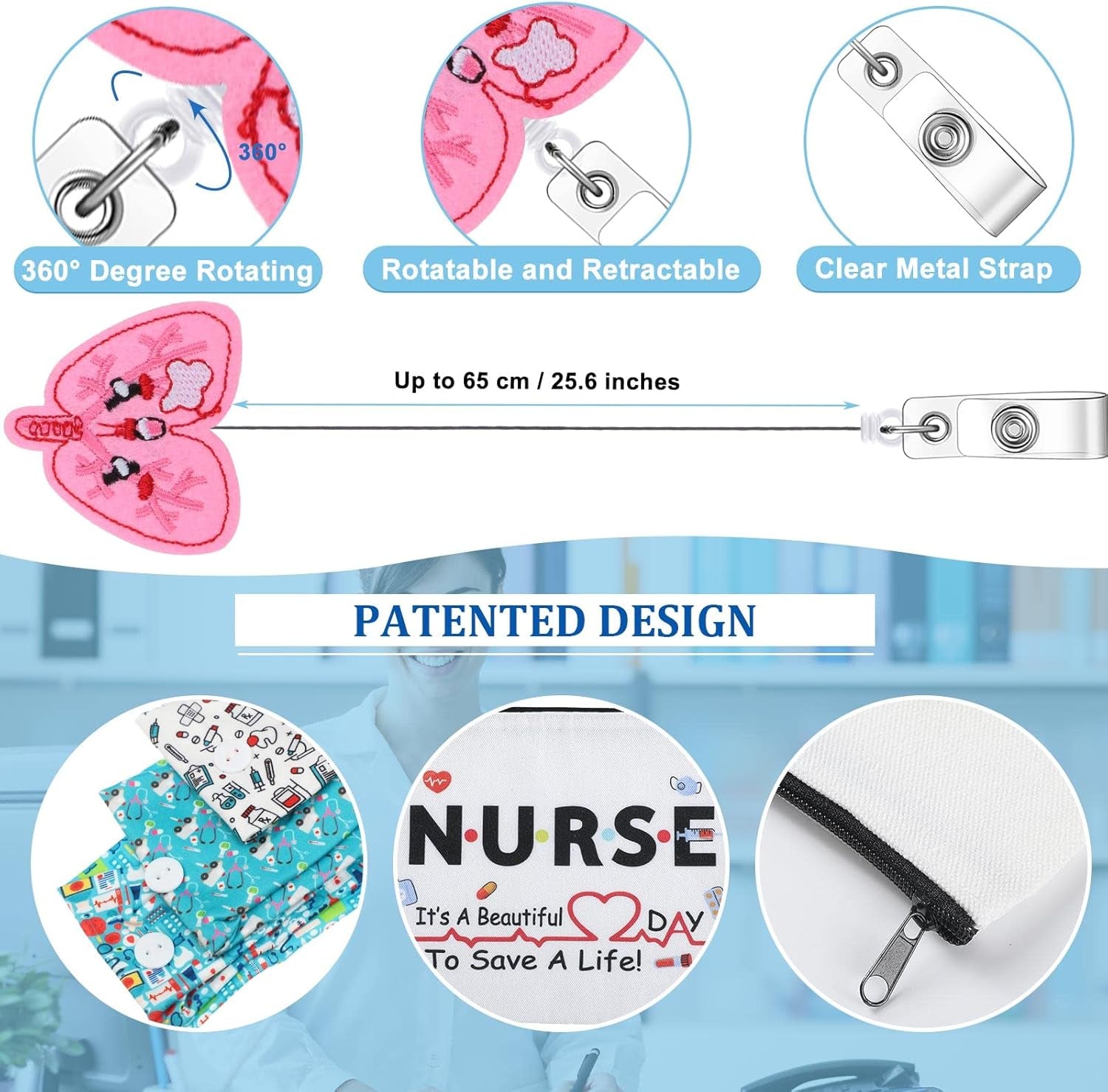 18-Piece Nurse Appreciation Gift Survival Kit – Appreciation Gifts for Women, Makeup Bags, Badge Reels & Headbands