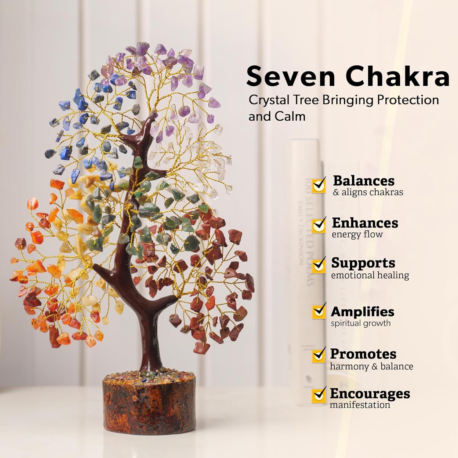 7 Chakra Crystal Tree of Life – Healing Gemstone Decor, Housewarming & Birthday Gift for Women