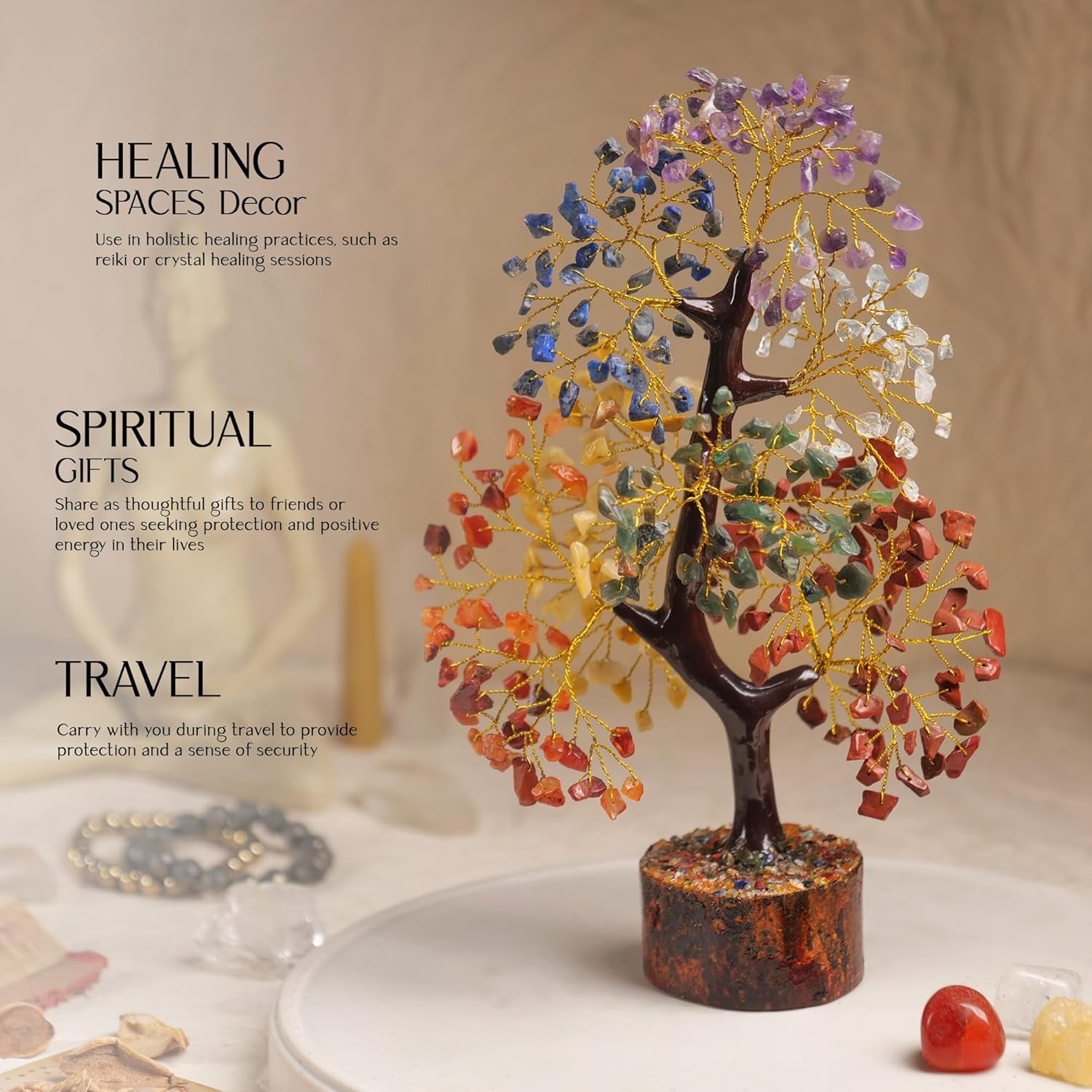7 Chakra Crystal Tree of Life – Healing Gemstone Decor, Housewarming & Birthday Gift for Women